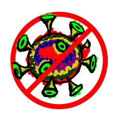 Colorful hand drawn virus icon. Isolated image.
