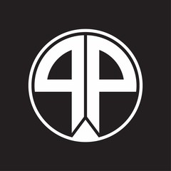 PP Logo monogram circle with piece ribbon style on black background