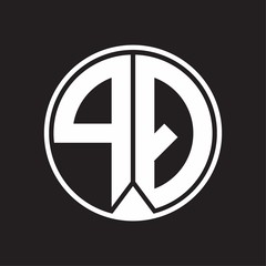 PQ Logo monogram circle with piece ribbon style on black background