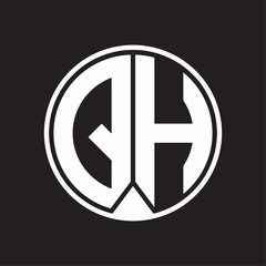 QH Logo monogram circle with piece ribbon style on black background