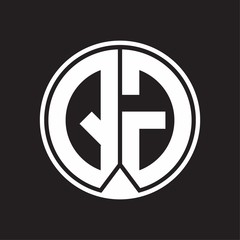 QG Logo monogram circle with piece ribbon style on black background