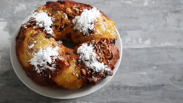 typical portuguese fruit cake Bolo rainha