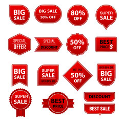 Set of promotion badge vectors. Sales label  and discount banner with text collection .