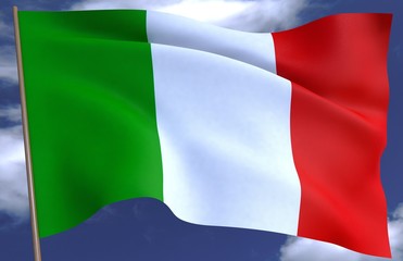 Obraz premium Waving Italy Flag on a sky background.
