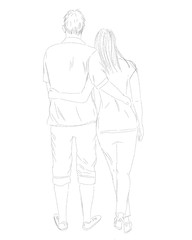 couple in love on a romantic date. vector image. sketch.