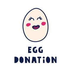 Happy egg with female face. Medical concept - egg donation. Vector illustration on white background.