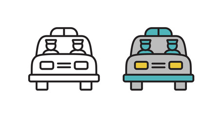 Police car icon. Vector illustration in a modern flat style. Isolated symbol on a white background.