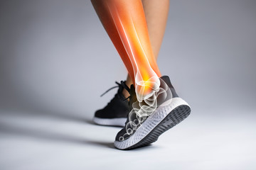 Ankle pain in detail - Sports injuries concept.