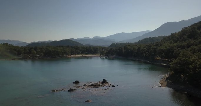 Stunning aerial footage of the coastline of Mediterranean Sea in Turkey, 4k