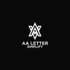 white AA simple modern letter logo design with black background