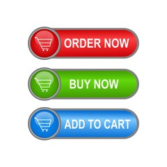 order now,buy now,add to cart, Labels for commerce for web usage. Vector illustration