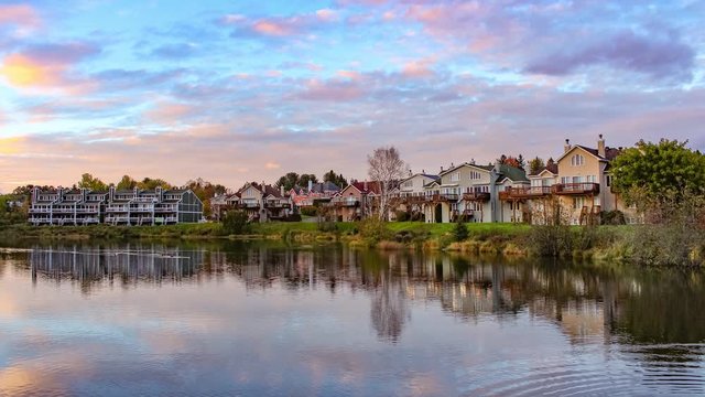 Small Town in North America at Sunset