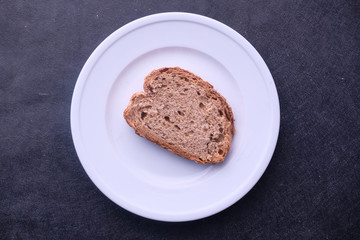top view of slice of a bread on plate