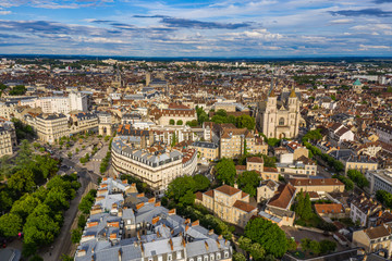 Beautiful aerial townscape scenery of historical city Dijon, France