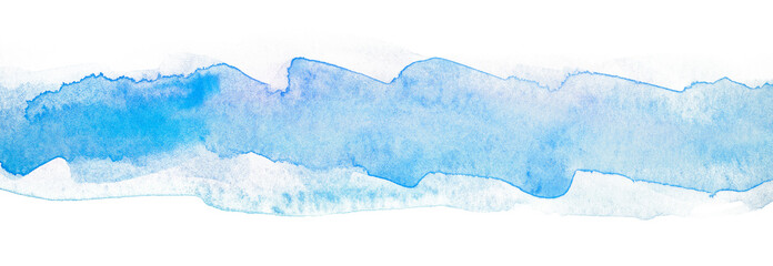 Watercolor band blue abstract stripe with texture. element on page background on a white background isolated.