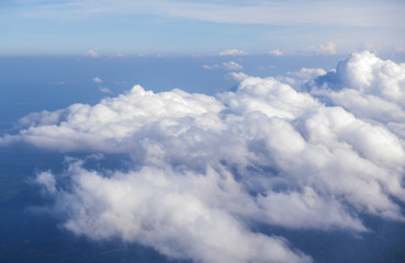 landscape, Sky and clouds beautiful The view out of an airplane in the morning thailand appropriate the background , idea copy space