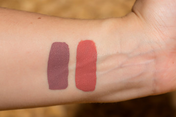 Closeup matte lipstick swatches