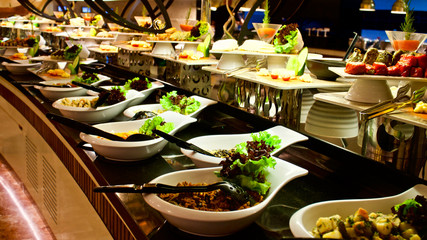 ANTALYA, TURKEY - FEBRUARY 08, 2020: In Antalya, hotels on the Mediterranean coast offer unlimited and varied meals with an all-inclusive concept.