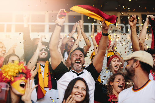 German football supporters cheering their national team
