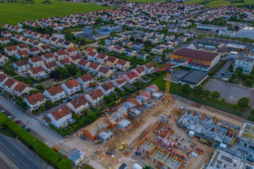 Aerial townscape view of new built residential area in Dijon