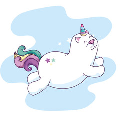 cute cat unicorn fantasy icon
