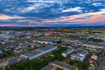 Fototapeta na wymiar Aerial townscape view of Dijon city in beautiful summer evening