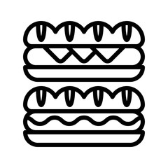 Hotdog vector, fast food related line design icon