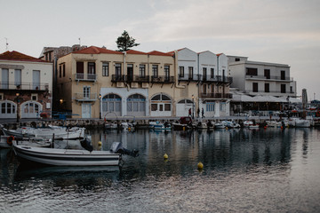 Fototapeta na wymiar boats on the sea in the harbour of Rethimno Crete Greece 