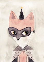 carnival fox watercolor drawing - 321434678