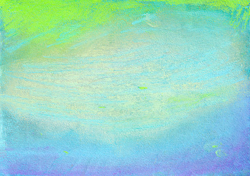 Fototapeta Artistic chalk pastel painting background. Abstract sea beach draft. Colorful soft pastel texture painting..