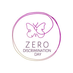 Zero Discrimination Day. Typography for Zero Discrimination Day on 1 March vector Illustration with linear butterfly.