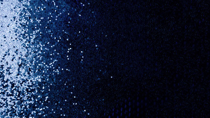 Blue metallic foil paper texture decor background. Metalized dark blue paper. Banner