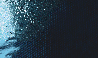 Blue metallic foil paper texture decor background. Metalized dark blue paper. Banner