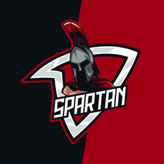 Red Warrior Spartan E-Sport Mascot Logo