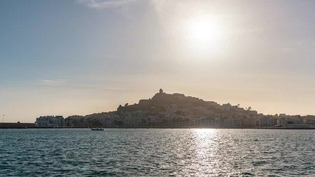 Ibiza town sunset. Dalt Vila Sunset, Ibiza. Timelapse 4k UHD.