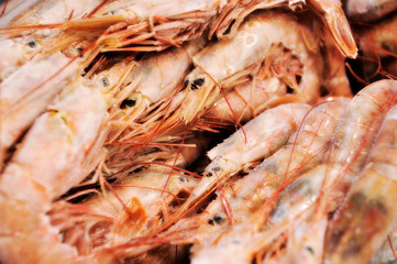 Fresh frozen shrimp sold in markets