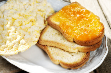 Slices of bread with jam