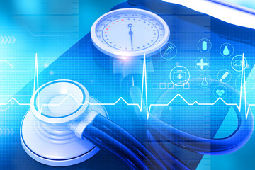 Blood pressure meter sphygmomanomete. 3d illustration .