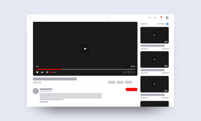 Web video player page concept. Vector illustration