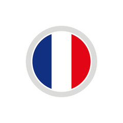 Isolated round shape France flag vector logo. French national symbol on the white background.