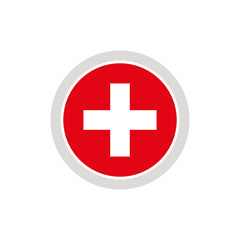 Isolated round shape Swiss flag vector logo. Swiss national symbol on the white background.