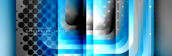 Obraz premium Round squares shapes composition geometric abstract background. Vector Illustration