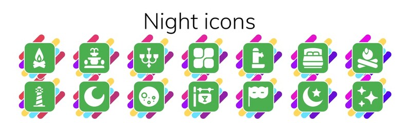 Modern Simple Set of night Vector filled Icons