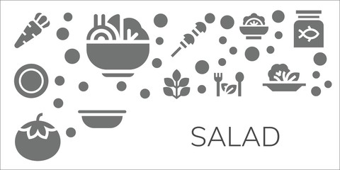 Modern Simple Set of salad Vector filled Icons