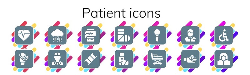 Modern Simple Set of patient Vector filled Icons