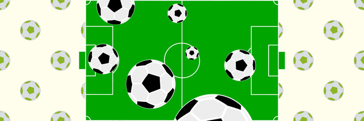 Naklejka premium Soccer, football ball with stadium vector banner, background design