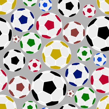 Seamless Pattern With Colorful Soccer, Football Ball