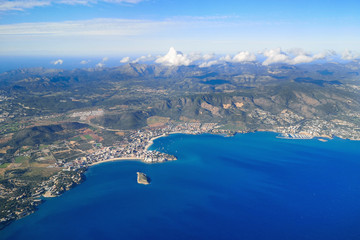 Palma de Mallorca top view from an airplane.