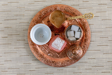 The bosnian traditional coffee on the desk
