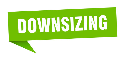 downsizing speech bubble. downsizing ribbon sign. downsizing banner